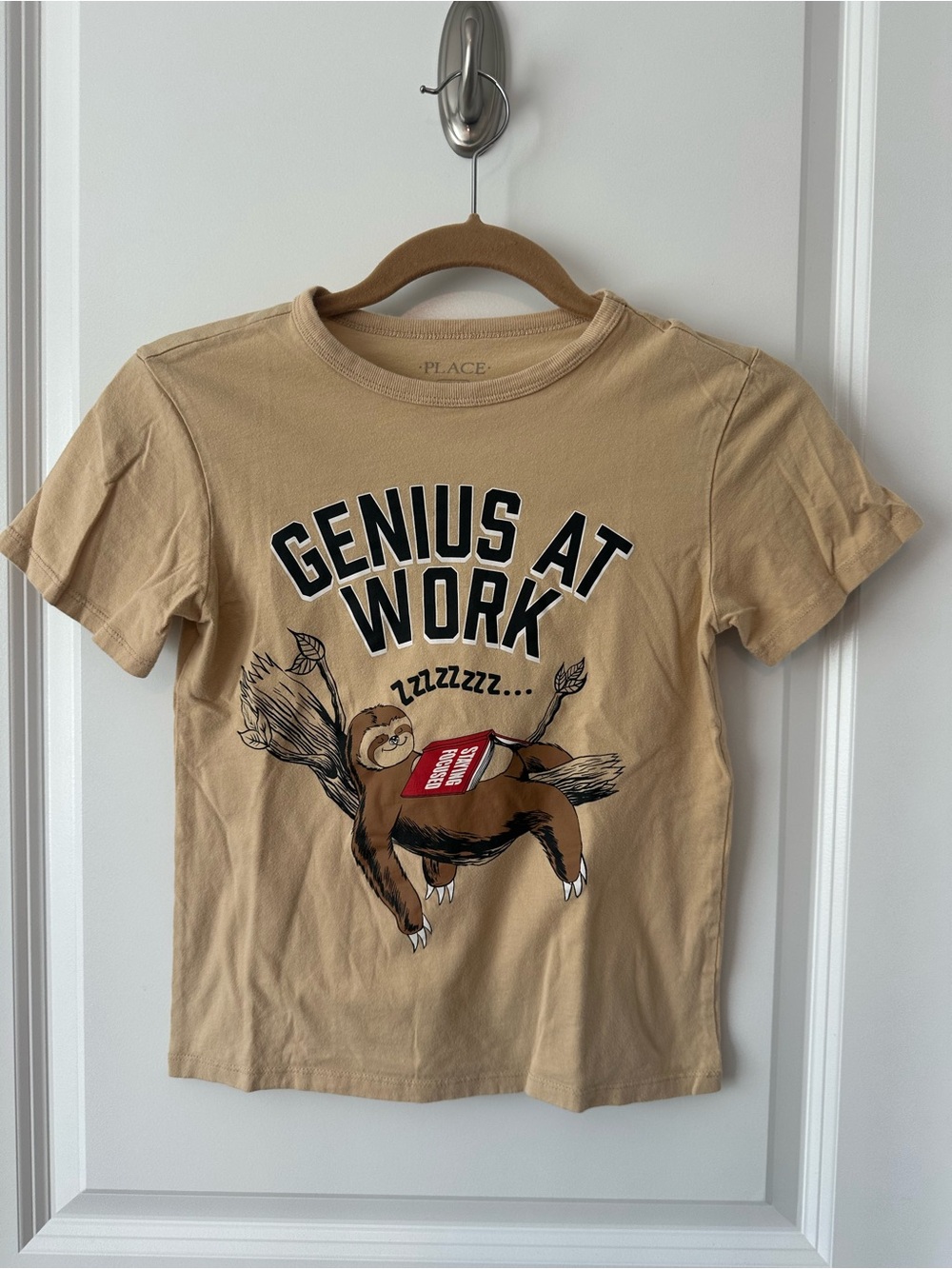 The Children's Place Tan 'Genius at Work' Sloth Graphic Tee